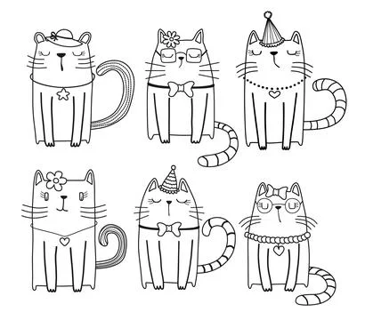 Hand drawn cats. Stock Illustration