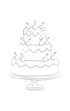 Hand Drawn Celebration Cake 스톡 일러스트