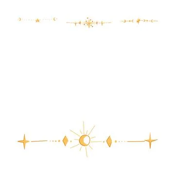 Hand drawn celestial divider borders line art Stock Illustration