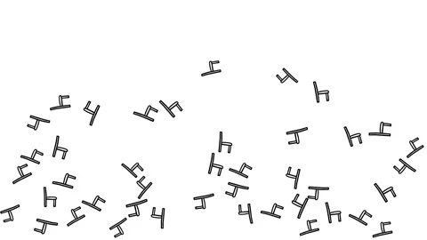 Hand drawn chairs flying randomly on white background. Furniture screensaver Stock Footage 146260256