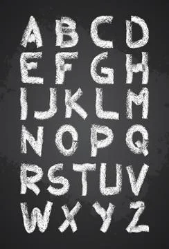Hand drawn chalk alphabet vector, capital letters, back to school lettering Stock Illustration