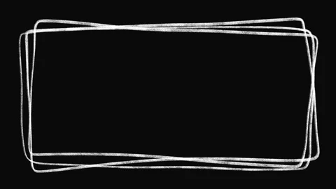 Hand-drawn chalk boiling line rectangle frame loop animation on black background Stock Footage 337957116