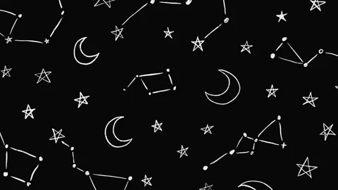 Hand-drawn chalk constellations and stars seamless loop animation Stock Footage 338054986