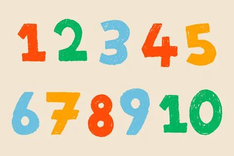 Hand Drawn Chalk Effect Number Set Stock Illustration