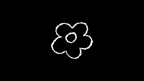 Hand drawn chalk flower doodle animation Stock Footage 330498865