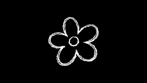 Hand drawn chalk flower outline doodle animation Stock Footage 330499261