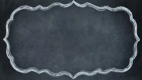 Hand drawn chalk frame border with copy space on dark blackboard background.. Stock Footage 342046668