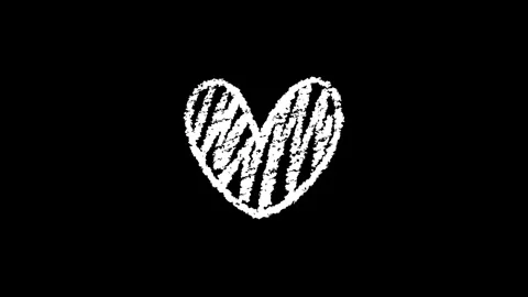 Hand drawn chalk heart doodle animation Stock Footage 330499560