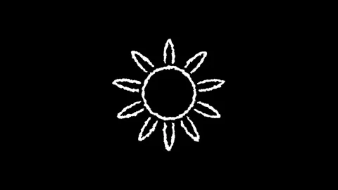 Hand drawn chalk sun doodle circle animation Stock Footage 330499542
