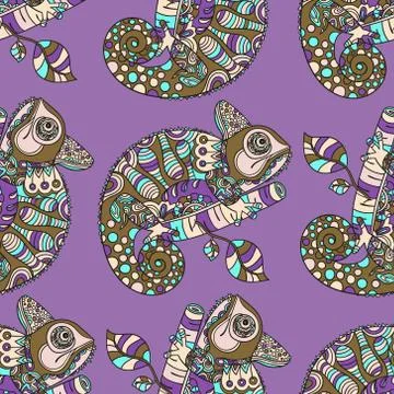 Hand drawn chameleon Stock Illustration