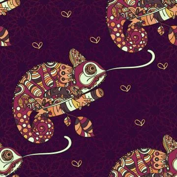 Hand drawn chameleon Stock Illustration