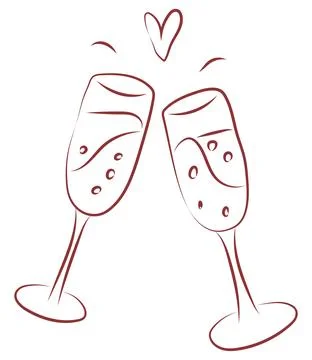 Hand Drawn Champagne Glasses イラスト素材