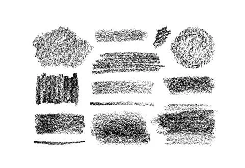 Hand drawn charcoal bold vector smears set. Stock Illustration