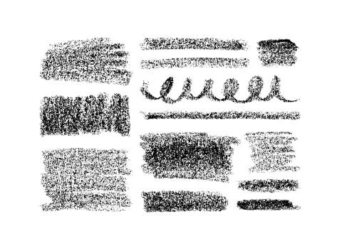 Hand drawn charcoal bold vector smears set. Stock Illustration