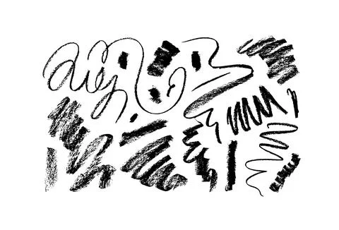 Hand drawn charcoal doodle vector black lines. Stock Illustration
