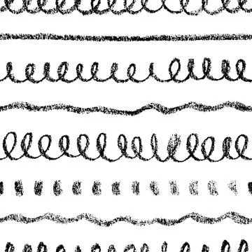 Hand drawn charcoal lines vector seamless pattern. Stock Illustration