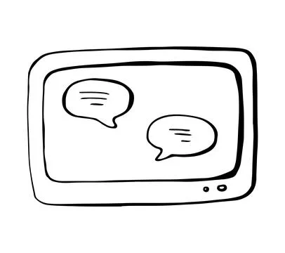 Hand Drawn Chat Screen Doodle Icon Messaging Communication Conversation Ill.. Stock Illustration