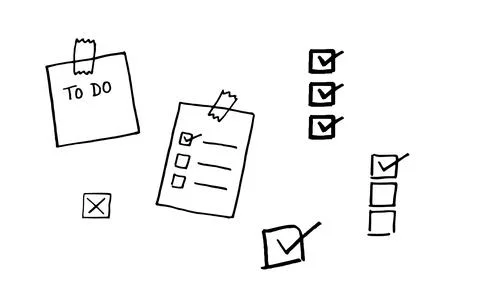 Hand drawn check boxes to do list Stock Illustration
