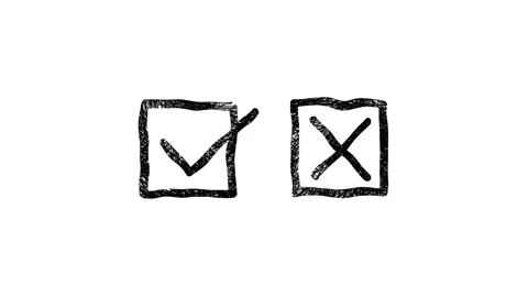 Hand drawn Check mark buttons. Symbols YES and NO button for vote, decision, web Stock Footage 150771278
