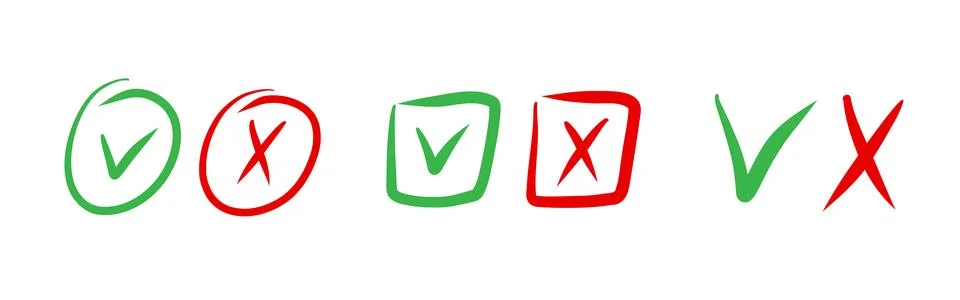 Hand drawn Check mark buttons. Stock Illustration