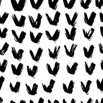 Hand drawn check mark seamless pattern. Rough abstract background with v-shape Illustrazione stock