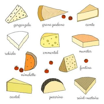 Hand drawn cheese. Stock Illustration