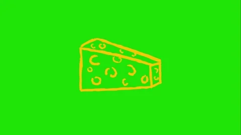 Hand drawn cheese looping animation on green background Stock Footage 340269874