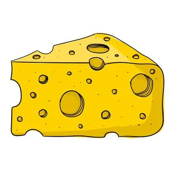 Hand drawn cheese on a white background. Stock Illustration