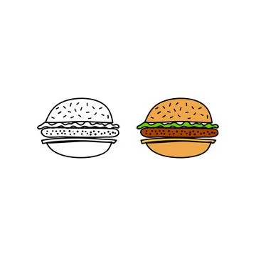 Hand drawn cheeseburger. Stock Illustration