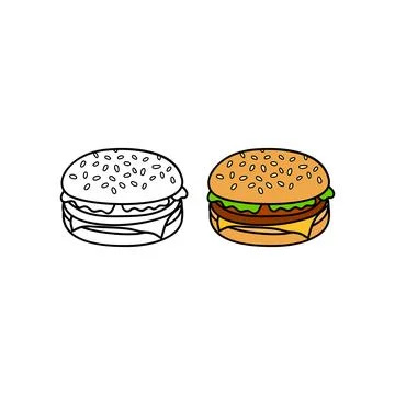 Hand drawn cheeseburger. Stock Illustration