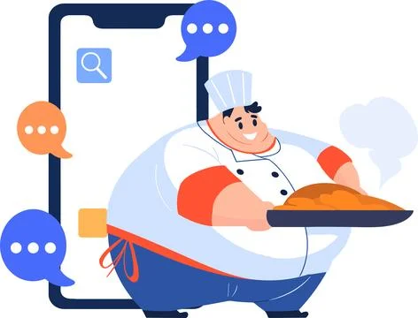 Hand Drawn Chef character teaching cooking in the concept of teaching onlin.. Stock Illustration