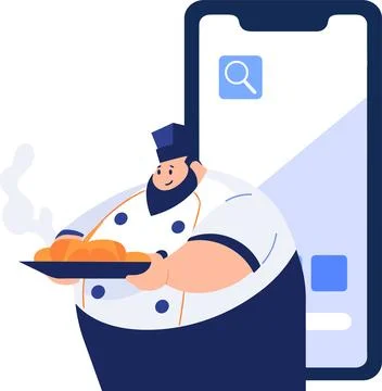 Hand Drawn Chef character teaching cooking in the concept of teaching onlin.. Stock Illustration