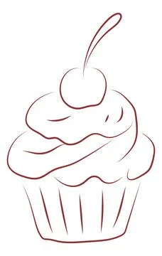 Hand Drawn Cherry Cupcake Stock-Illustration