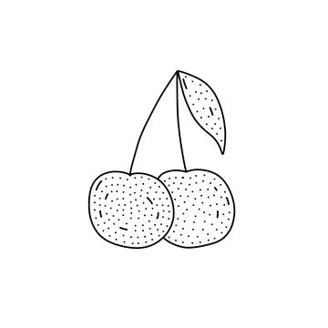 Hand drawn cherry icon in doodle style. Cartoon cherry vector icon for web de Stock Illustration