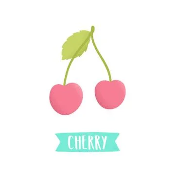 Hand drawn cherry isolated on white. Stock Illustration