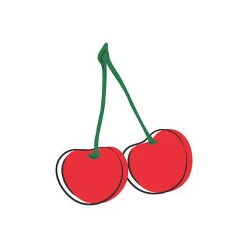 Hand drawn cherry outline icon. Hand drawn berry. Vector illustration Stock Illustration