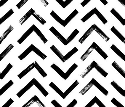 Hand drawn chevron pattern with black strokes. Illustrazione stock