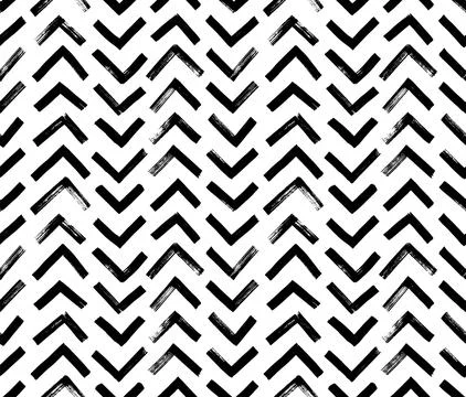 Hand drawn chevron pattern with black strokes. Stock Illustration