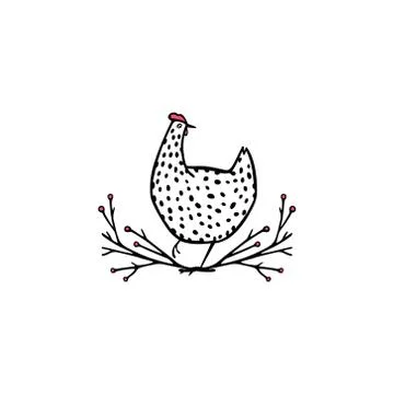 Hand drawn chicken emblem Stock Illustration