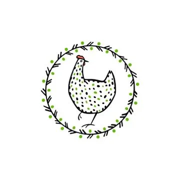 Hand drawn chicken emblem Illustrazione stock