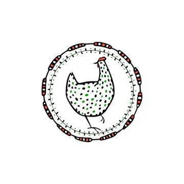 Hand drawn chicken emblem Stock Illustration