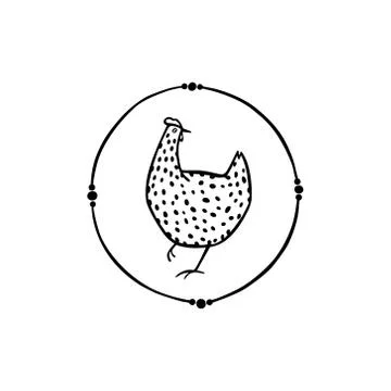 Hand drawn chicken emblem Stock Illustration