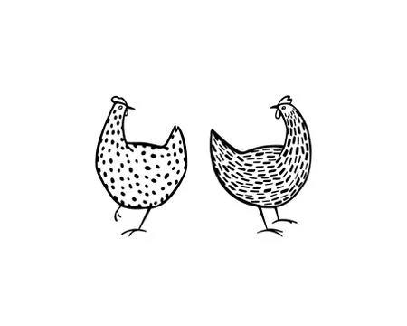 Hand drawn chickens Stock Illustration