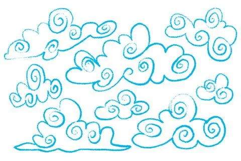 Hand Drawn Childlike Cloud Drawing Stock Illustration