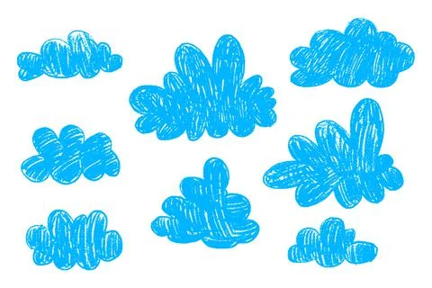 Hand Drawn Childlike Cloud Painting Stock Illustration