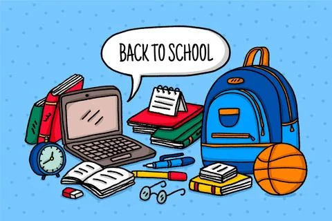 Hand drawn children back to school concept Stock Illustration