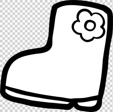 Hand drawn Child's Rain Boot Outline Illustration Stock Illustration