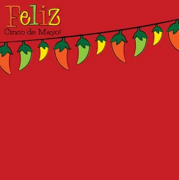 Hand Drawn chili pepper string card in vector format. Stock Illustration