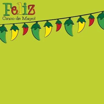 Hand Drawn chili pepper string card in vector format. Stock Illustration