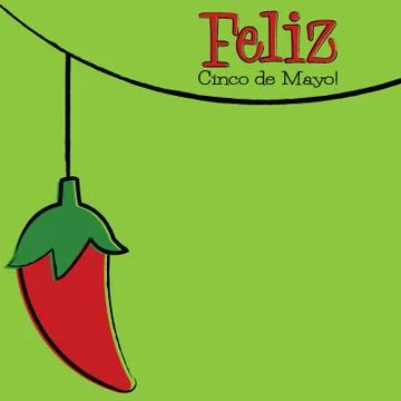 Hand Drawn chili pepper string card in vector format. Stock Illustration
